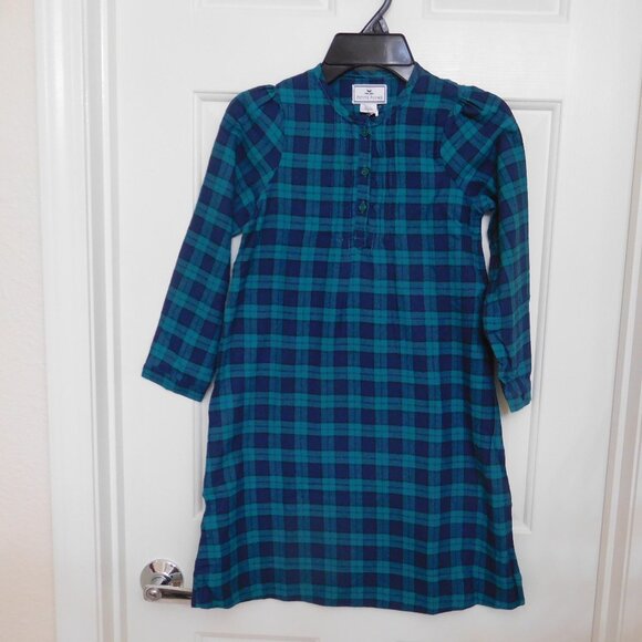 NWT Petite Plume Green Navy Highland Tartan Nightgown sz 7 - Picture 1 of 1